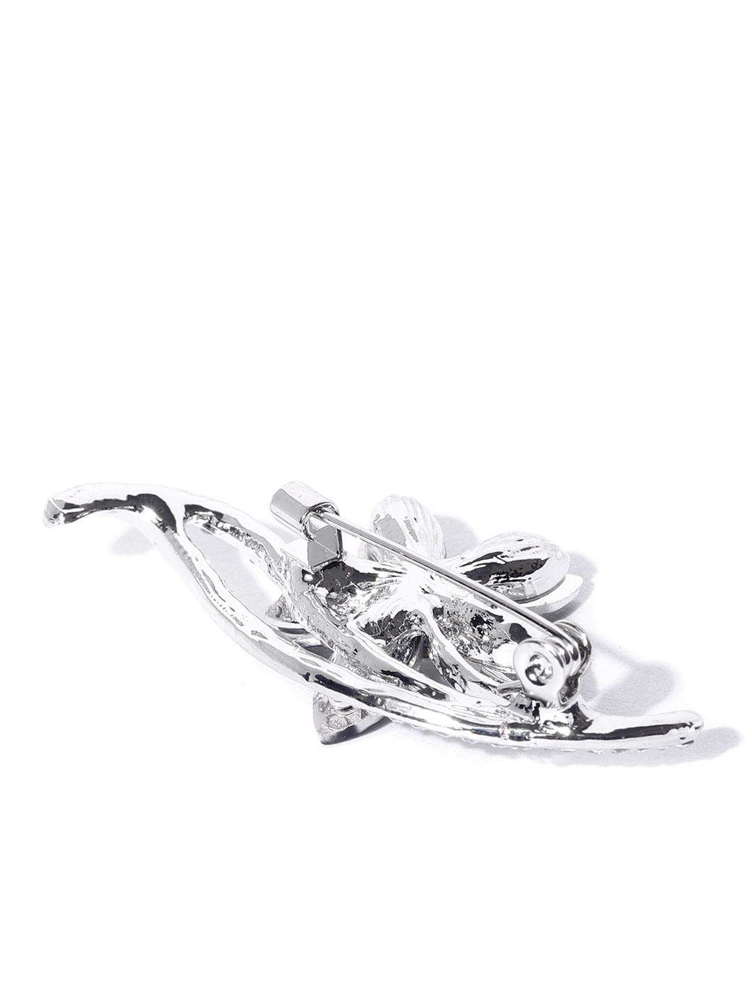 YouBella Stylish Floral Shape Jewellery Silver Plated Brooches for Women (Blue) (YB_Brooch_91)